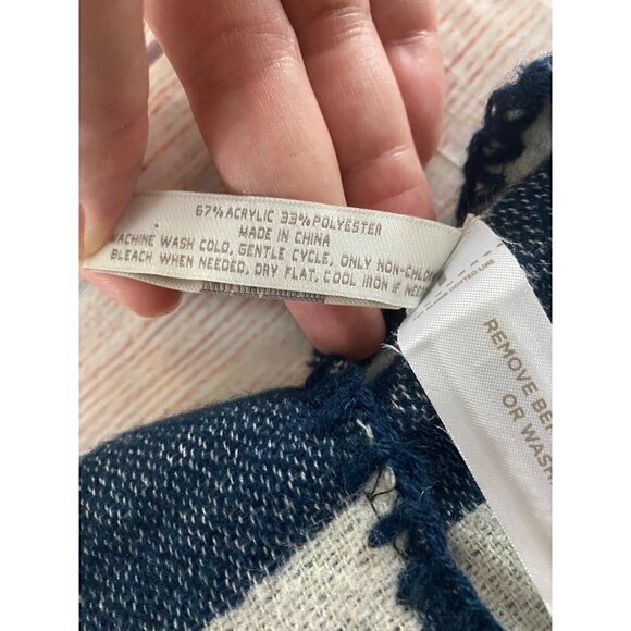Ann Taylor Loft Blue And White Patterned Poncho - OS - Picture 8 of 11